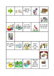 English Worksheet: Places in Town Board Game