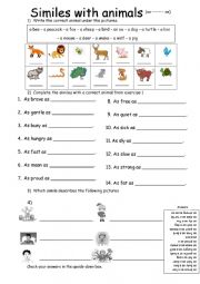 English Worksheet: Similes with animals