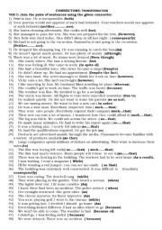 English Worksheet: connectors-transformation 
