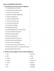 English Worksheet: Compound Adjectives - Key answer included