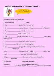 English Worksheet: Present Simple or Present Progressive?