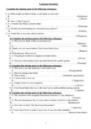 English Worksheet: Language Functions