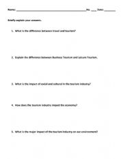 English Worksheet: Travel and Tourism
