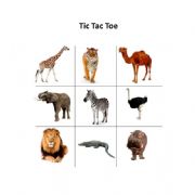 English Worksheet: Tic tac toe - animals