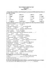 English Worksheet: Grade 9 TEST 
