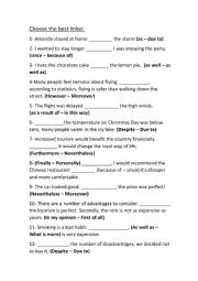 English Worksheet: Choose the best linker