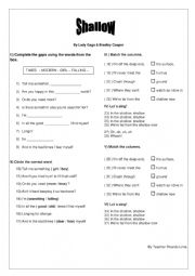 English Worksheet: Shallow song