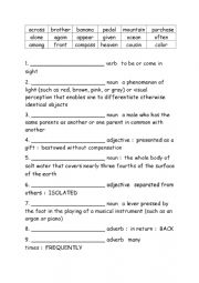 English Worksheet: Spelling Words Definitions Grade 4 Week 10