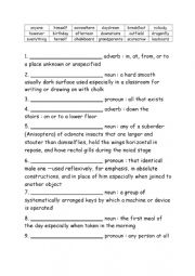 English Worksheet: Spelling Words Definitions Grade 4 Week 12