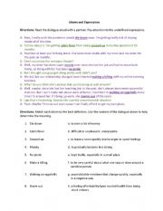 English Worksheet: Idioms and Expressions Dialogue