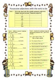 POSSESSIVE ADJECTIVES WITH THE VERB TO BE