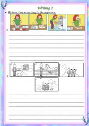 English Worksheet: writing - story sequence