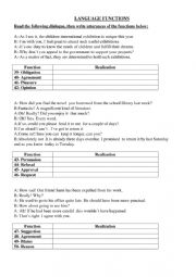 English Worksheet: Language Functions