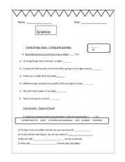 English Worksheet: SCIENCE