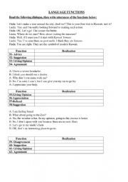 English Worksheet: Language Functions