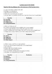 English Worksheet: Language Functions