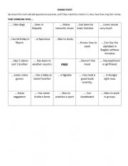 English Worksheet: human bingo