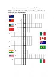 English Worksheet: Country Wordfind.