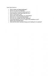 English Worksheet: Speed Dating Questions