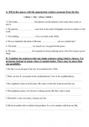 English Worksheet: relative pronouns