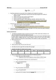 English Worksheet: 4th form lesson Age Or ...?