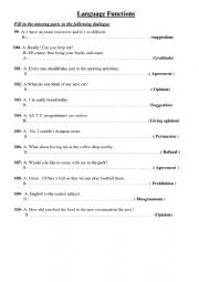 English Worksheet: Language Functions