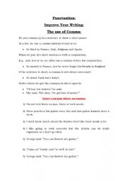 English Worksheet:  Punctuation. The use of comma in English