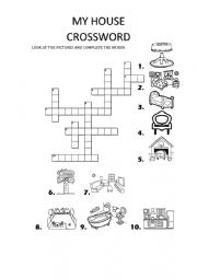 English Worksheet: MY HOUSE CROSSWORD