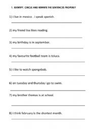 English Worksheet: Capitalization 