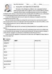 English Worksheet: Rosa Park (a reading from Good Night Stories for Rebel Girls)
