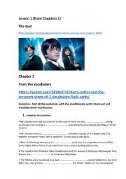 English Worksheet: Harry Potter and the philosopher�s stone chapter 1 analytical reading lesson