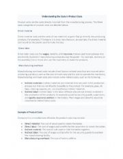 English Worksheet: Product Cost