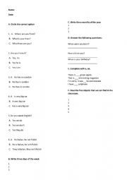 English Worksheet: Test simple present