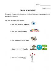 English Worksheet: Draw a Scientist