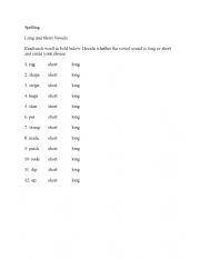 English Worksheet: Short and Long Vowels