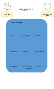 English Worksheet: DRINKS