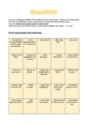 English Worksheet: Bingo