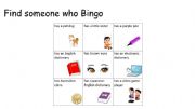 English Worksheet: Find someone who has bingo