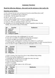 English Worksheet: Language Functions