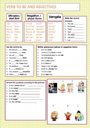 SIMPLE WORKSHEET ABOUT  VERB TO BE AND ADJECTIVES