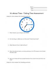 Telling Time Assessment