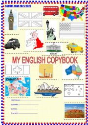 English worksheet: New copybook cover with tasks
