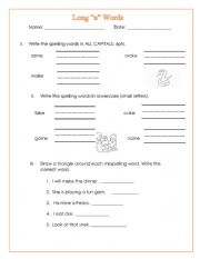 English Worksheet: Long A Words