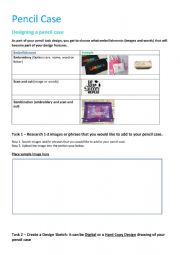 English Worksheet: Design a pencil case