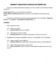 English Worksheet: Indirect Questions