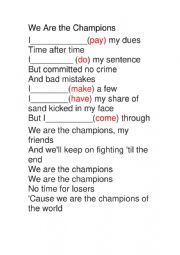 English Worksheet: queen we are the champions
