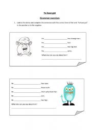 English Worksheet: to have got - physical description
