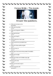 English Worksheet: Corpse Bride