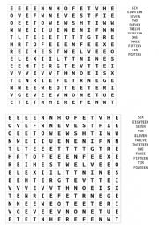 English Worksheet: Numbers Wordsearch 