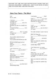 English Worksheet: Save your tears fill gap